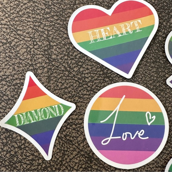 NEW NWOT Set of 6 rainbow stickers - card deck suits and good vibes - Picture 6 of 6